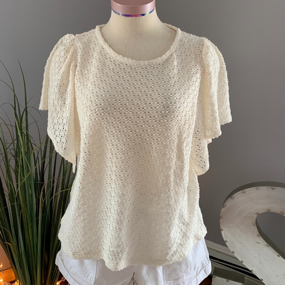 Madewell Cream Mesh Top - Size XL